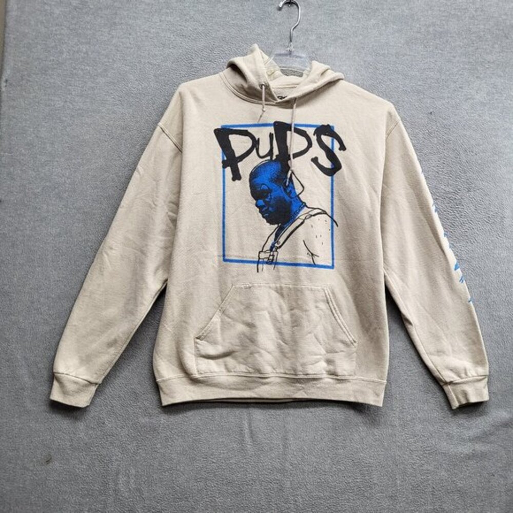 ASAP Ferg Men Hoodie Large Cream Pups‎ Hip Hop Rap Pullover